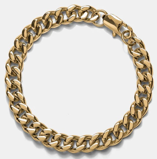 Elegatto Cuban Chain Bracelet Gold 8mm MED