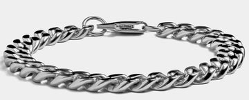 Elegatto Cuban Chain Bracelet Silver 8mm MED